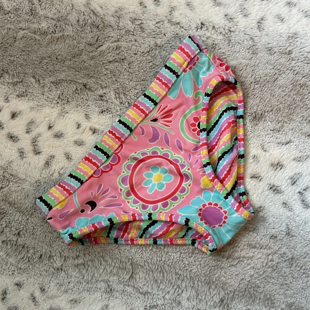 Hanna Andersson reversible bikini girls 5 tropical floral rainbow stripes beach